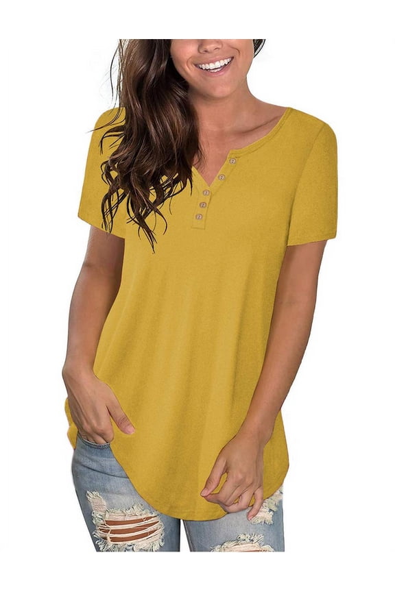 Women's Plus Size Tunic Top Henley T-shirt Floral Casual Blouse M-4XL