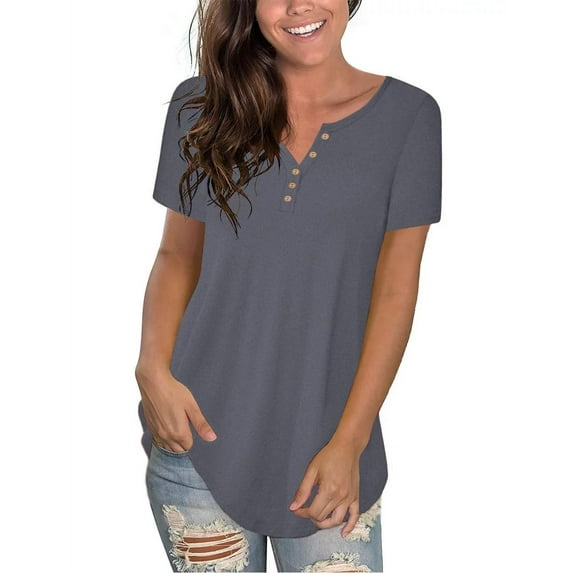 FOLUNSI Women's Plus Size Tunic Top Henley T-shirt Floral Casual Blouse M-4XL