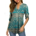 thumbnail image 1 of FOLUNSI Women's Plus Size Tunic Tops Floral Print V Neck Henley Shirts, 1 of 6