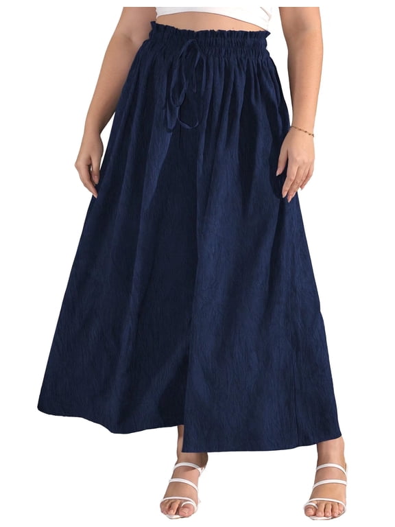 Culottes Woven Pants - Wide Leg, High Waist, Casual - Women's Plus