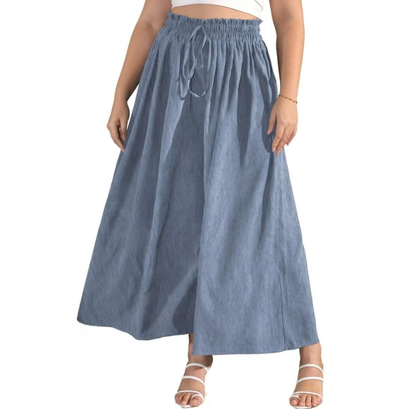 FOLUNSI Women's Plus Size Wide Leg Pants Casual Loose High Waist Culottes Trousers m-4x