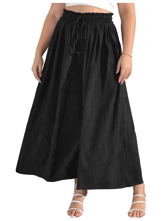 Culottes Woven Pants - Wide Leg, High Waist, Casual - Women's Plus