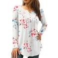 thumbnail image 1 of FOLUNSI Womens Plus Size Tunic Tops Long Sleeve Casual Floral Henley Shirts M-4XL, 1 of 5