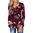 thumbnail image 1 of FOLUNSI Womens Plus Size Tunic Tops Long Sleeve Casual Floral Henley Shirts M-4XL, 1 of 8