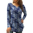 thumbnail image 1 of FOLUNSI Womens Plus Size Tunic Tops Long Sleeve Casual Floral Henley Shirts M-4XL, 1 of 7