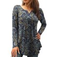 thumbnail image 1 of FOLUNSI Womens Plus Size Tunic Tops Long Sleeve Casual Floral Henley Shirts M-4XL, 1 of 8