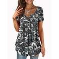 thumbnail image 1 of FOLUNSI Womens Plus Size Tunic Tops Short Sleeve Casual Floral Henley Shirts M-4XL, 1 of 5