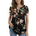 thumbnail image 1 of FOLUNSI Womens Plus Size Tunic Tops Short Sleeve Casual Floral Henley Shirts M-57XL, 1 of 5