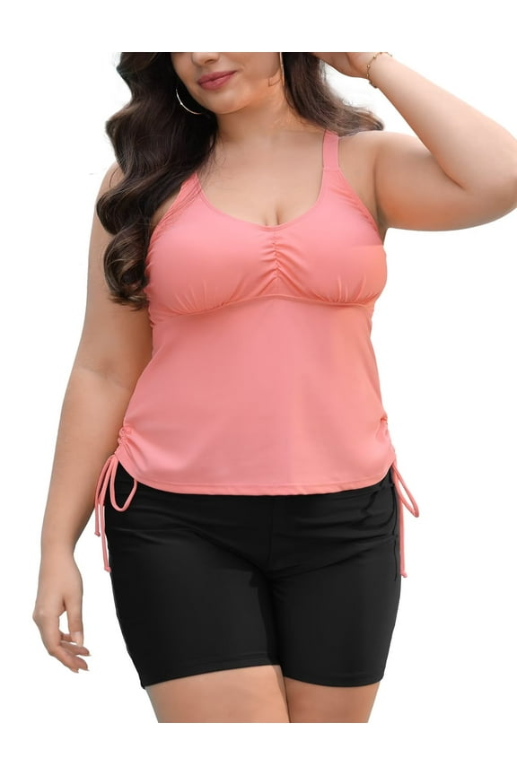 Tankini Tankinis, Boy Shorts, Cross-Back Set Women's Plus