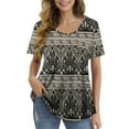 thumbnail image 1 of FOLUNSI Womens T Shirts Short Sleeve Round Neck Loose Print Tunic Tops with Pocket, 1 of 5