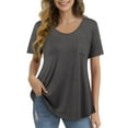 thumbnail image 1 of FOLUNSI Womens T Shirts Short Sleeve Round Neck Loose Print Tunic Tops with Pocket, 1 of 5