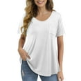 thumbnail image 1 of FOLUNSI Womens T Shirts Short Sleeve Round Neck Loose Print Tunic Tops with Pocket, 1 of 5