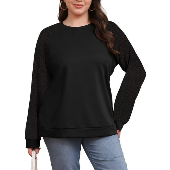 FOLUNSI Pullover Sweatshirt - Crew Neck, Long Sleeve - Women's Plus 2XL