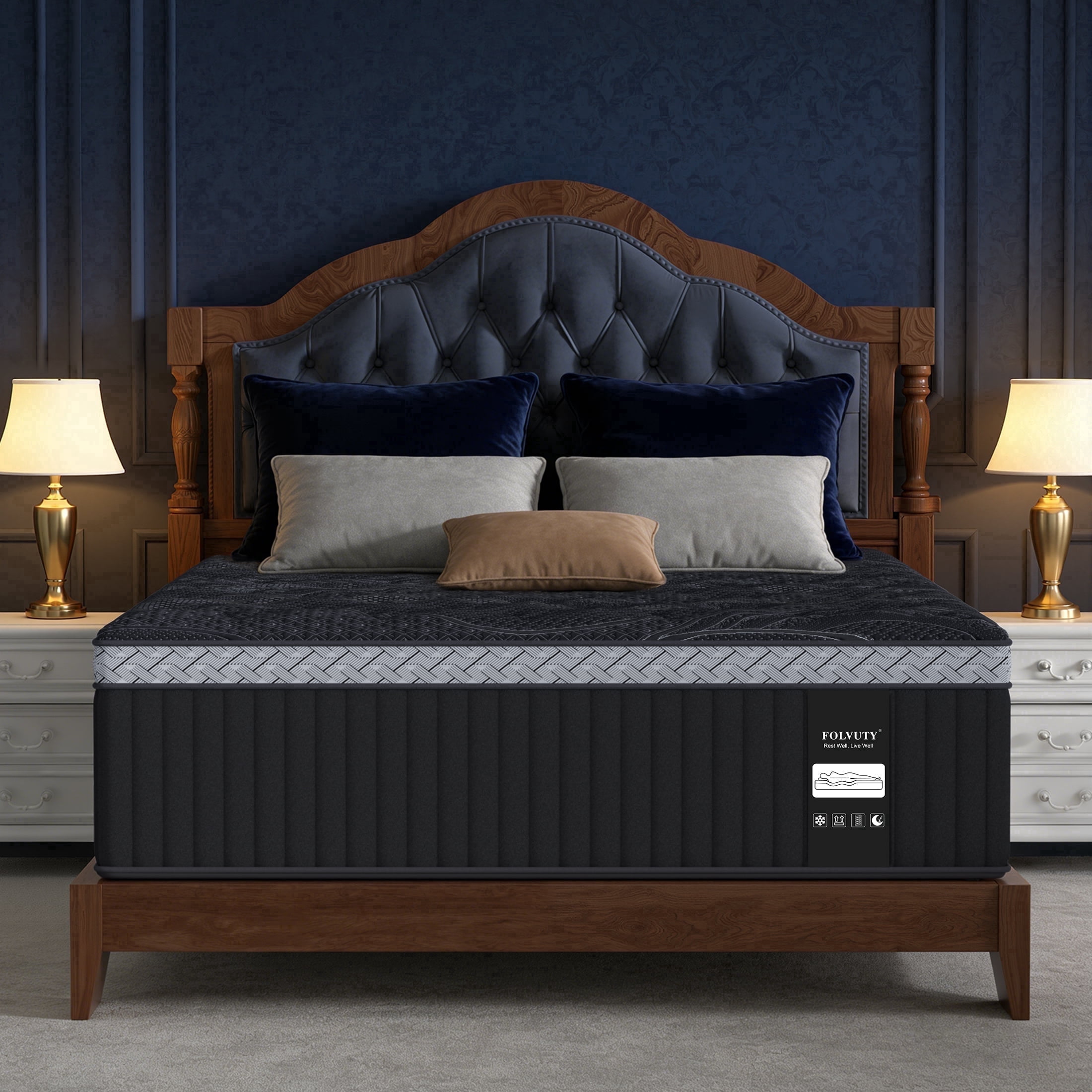 FOLVUTY 14 inch TwinXL Size Black Mixed Mattress features gel memory foam Chill Touch fabric comes box effectively relieves pressure CertiPUR US cert 2f5cff86 08e4 475d b1d8 7fca273ecbf4.c1089bb398ce4ec1cfbb301263f0e609