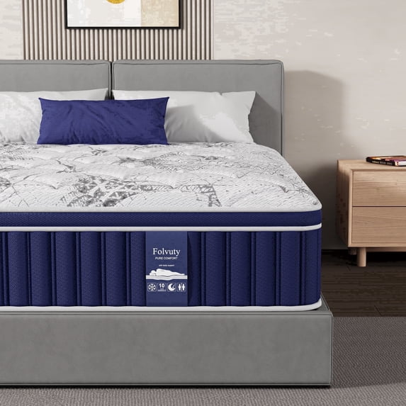 FOLVUTY Queen Mattress 14 inch Hybrid Mattress Cooling Gel Memory Foam Mattress with Chill-Touch Fabric Top in a Box,Pressure Relief,CertiPUR-US