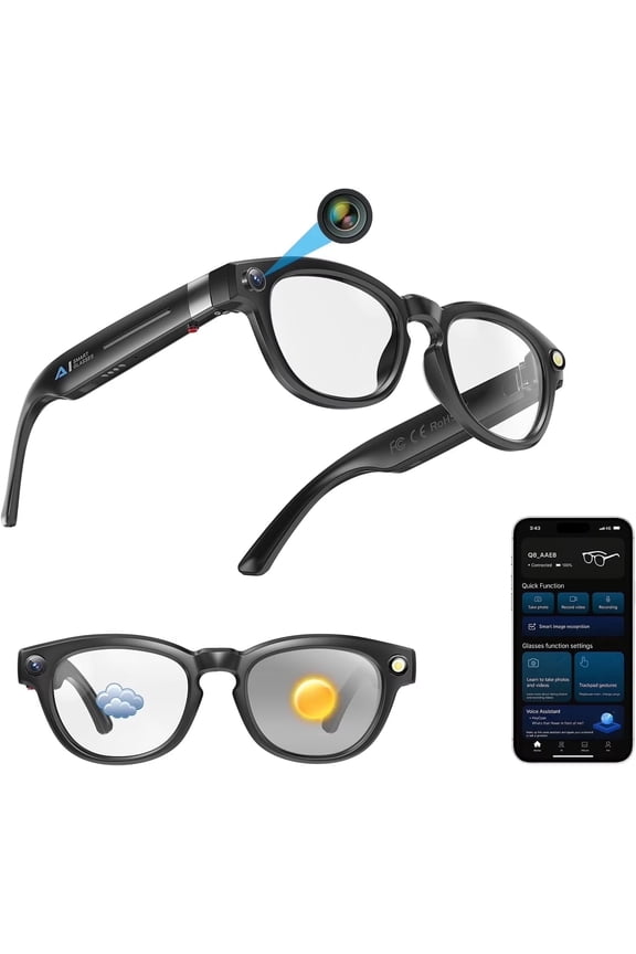 8MP AI Smart Glasses, 32gb Storage, 4k High Definition Camera, AI Smart Sunglasses with Real-Time Translation, Bluetooth Sunglasses for Men