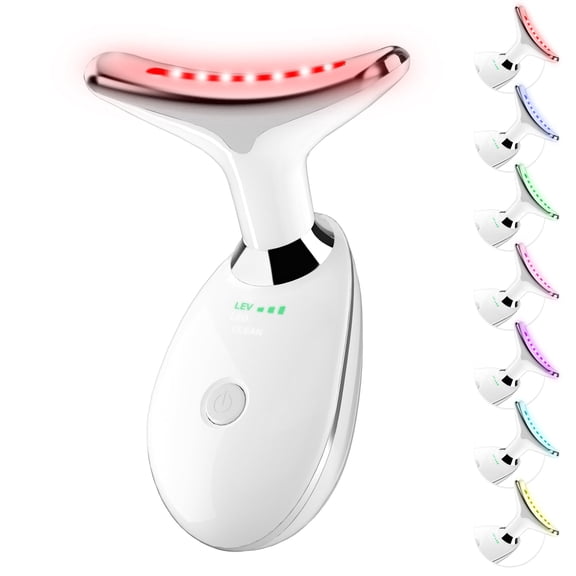 FOLXY Red Light Therapy for Face, 7 Color LED Facial Light Therapy Wand for Skin Care at Home Blue Light Therapy Face Massager Tool for Neck (White)