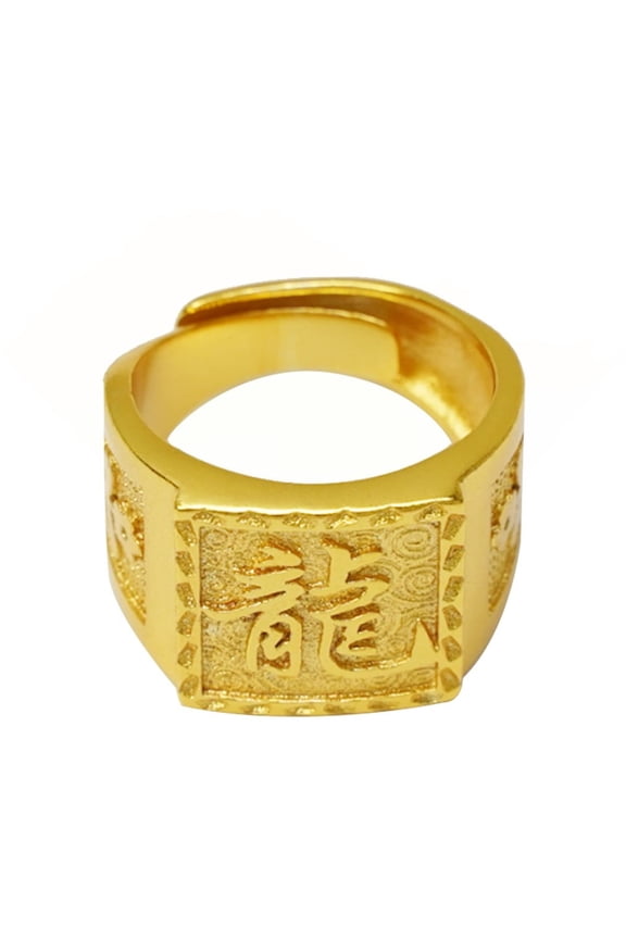 FOLYSTUY (YNZ63)dragon- Fashion Trends Gold-Tone Ring for Women & Men Lustrous Yellow Metal Stylish Accessory Jewelry Unique Design Apply Re-generate-Adjustable size