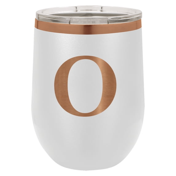 Goldeden Rose FOMA FAMILY 12 oz Wine Tumbler - Classic Initial O - White Rose Gold ...