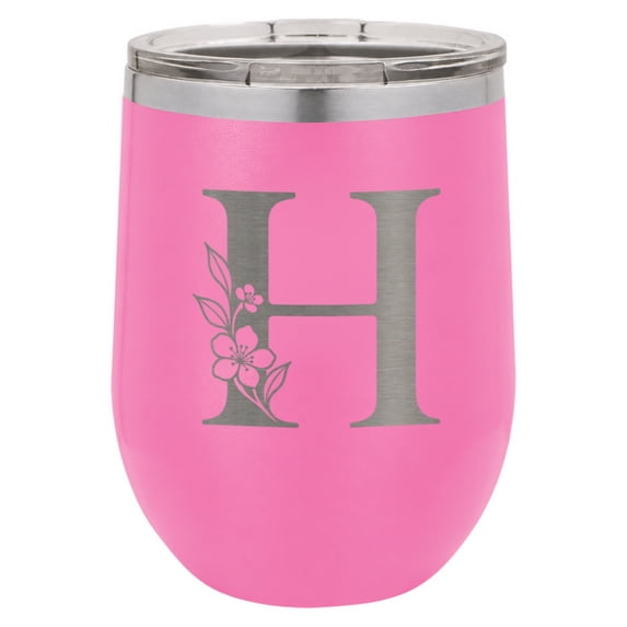 FOMA FAMILY 12 oz Wine Tumbler - Floral Initial H - Pink - Walmart.com