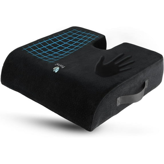 FOMI Extra Thick Firm Coccyx Seat Cushion | Front Slope Added Comfort | Large Memory Foam Pad for Car, Truck, Office, Gaming, Sofa, Dining Chair, Wheelchair | Back, Tailbone, Sciatica Pain Relief