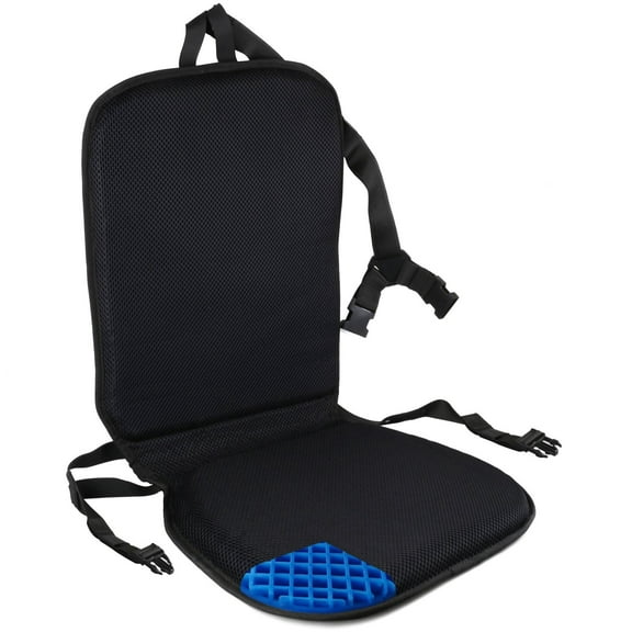 FOMI Premium All Gel Orthopedic Seat and Back Cushion Pad  Upper Lower Back Support Pillow for Car, Office, Kitchen Chair  Pressure Sore, Coccyx Pain Relief  Prevents Sweaty Bottom  Foldable