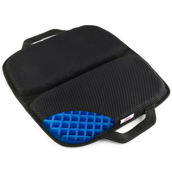 FOMI Premium All Gel Portable Seat Cushion 15" x 17" Comfortable Orthopedic Pad for Car, Office Chair, Wheelchair, Plane, or Home Pressure Sore Relief, Prevents Sweaty Bottom Foldable