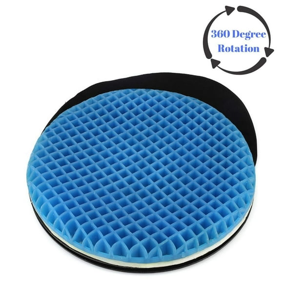 FOMI Swivel Gel Seat Cushion 360 Degree Rotation Thick Disc Pad for Home or Office Chair, Wheelchair Pressure Sore Relief, Prevents Sweaty Bottom, Durable