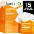 thumbnail image 1 of FOMIN Acidified Travel Deodorant Wipes For Women & Men - 15 Count - Citrus Harmony - pH Balanced, Mini Deodorant Travel Size Wipes - Plastic-Free, Individually Wrapped Underarm Body Wipes, 1 of 5