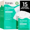 thumbnail image 1 of FOMIN Acidified Travel Deodorant Wipes For Women & Men - 15 Count - Coastal Breeze - pH Balanced, Mini Deodorant Travel Size Wipes - Plastic-Free, Individually Wrapped Underarm Body Wipes, 1 of 1