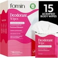 thumbnail image 1 of FOMIN Acidified Travel Deodorant Wipes For Women & Men - 15 Count - Patchouli Blossom - pH Balanced, Mini Deodorant Travel Size Wipes - Plastic-Free, Individually Wrapped Underarm Body Wipes, 1 of 6