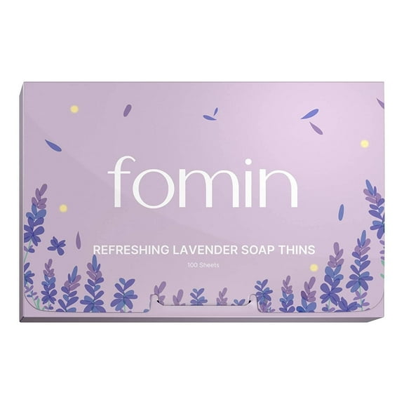 FOMIN - Antibacterial Paper Soap Sheets for Hand Washing - (100 Sheets) Lavender Portable Travel Soap Sheets, Dissolvable Camping Mini Soap, Portable Soap Sheets