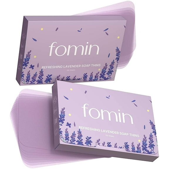 FOMIN - Antibacterial Paper Soap Sheets for Hand Washing - (200 Sheets) Lavender Portable Travel Soap Sheets, Dissolvable Camping Mini Soap, Portable Soap Sheets