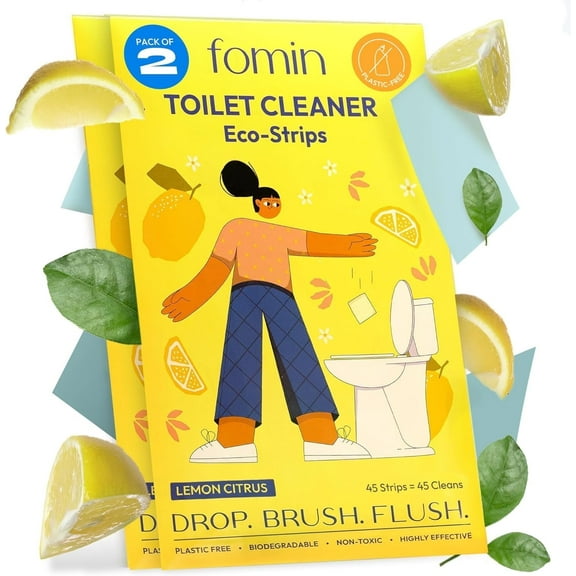FOMIN Non-Toxic Toilet Bowl Cleaner Strips - (90 Strips) - Plastic-Free, Septic Safe Toilet Cleaning Strips, Remove Stains & Odors - The Ultimate Cleaning Solution