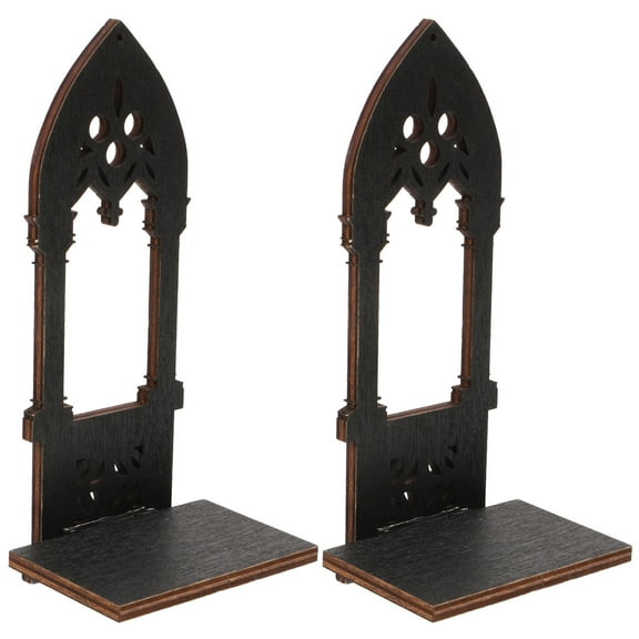 FOMIYES 1 Pair Black Wood Gothic Arch Style Candle Holders For Christmas Decor