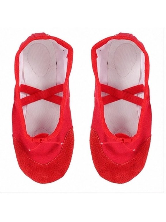 , 1 Pair Red PU Dance Shoes, Anti- Comfortable Flats for Ballet, Modern Dance Practice