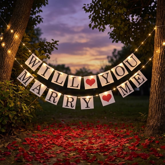 FOMIYES Marriage Proposal Banner, Assorted Color Will You Marry Me Sign, Indoor Outdoor Engagement Party Decor Photo Prop, 1 Set