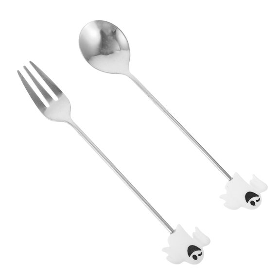 FOMIYES 1 Set Kitchen Spoon Fork Set Stainless Steel for Cafe Use