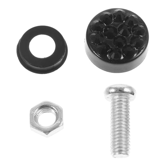 FOMIYES Metal License Plate Mounting Kit with Black Anti-Theft Caps, Universal Frame Fixing Accessories Set