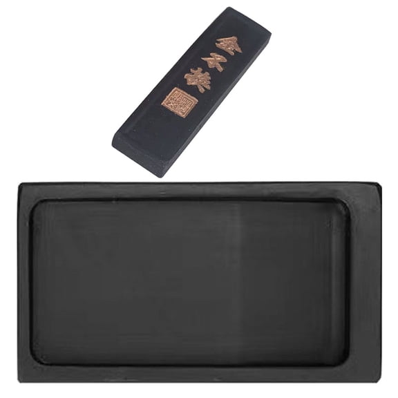 FOMIYES 1Set Chinese Calligraphy Inkslab Ink Stone with Ink Stick for Painting and Writing Home Use Black