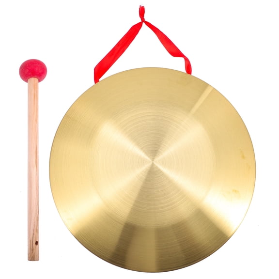FOMIYES Loud Golden Copper Gong Set, 12.6 x 12.6 x 1 Inch, Metal Percussion Instrument for Music and Meditation