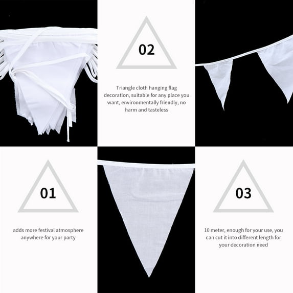 FOMIYES 10 Meter Getting Pennant Decoration Fabric Banner Bride 16X14cm White