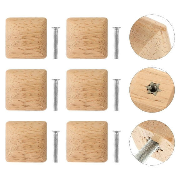 FOMIYES Flat Top Unfinished Wooden Knobs Khaki Solid Wood 10Pcs 1.4X1.4X0.8In