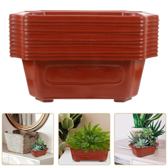 FOMIYES 10 Pcs Garden Bonsai Holder Planting Pots Rectangular Planter Office Red