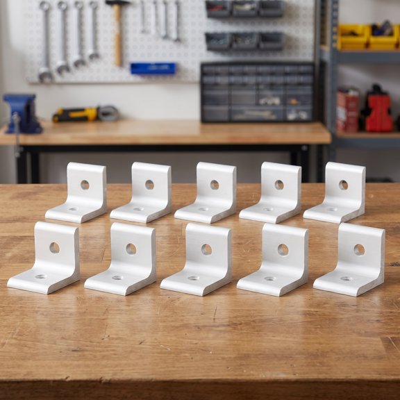 FOMIYES 10 Sets Aluminum Corner Support Bracket 2 Hole L Shaped Brace