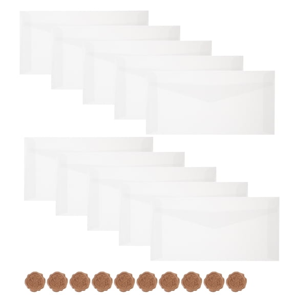 FOMIYES 10 Sets White Translucent Rectangular Envelopes for Invitations and Cards 8.7x4.3x0.4in