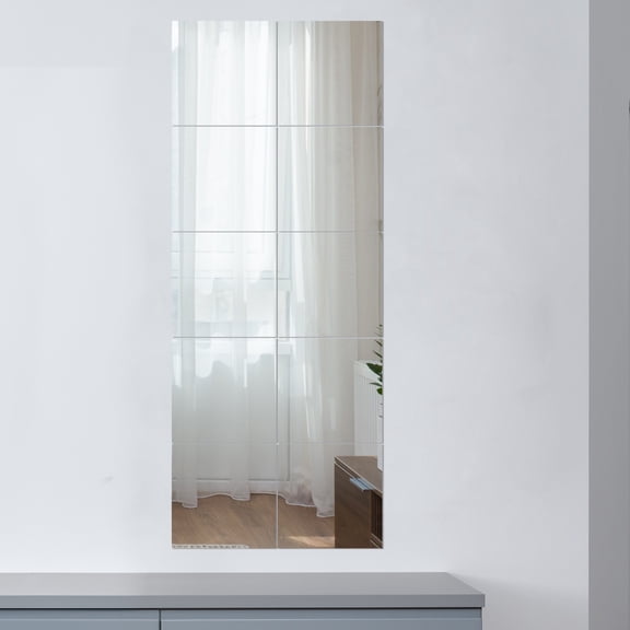 FOMIYES 10-Pack Full-Length Bedroom Mirror Wall Stickers, 15x15 cm Self-Adhesive Decorative Mirror Tape Sheets for Home Decor