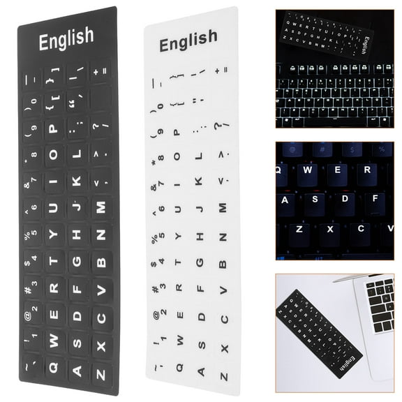 FOMIYES 10 Sheets Keyboard Replacement Letters Bold White with Black Letters for Office Work