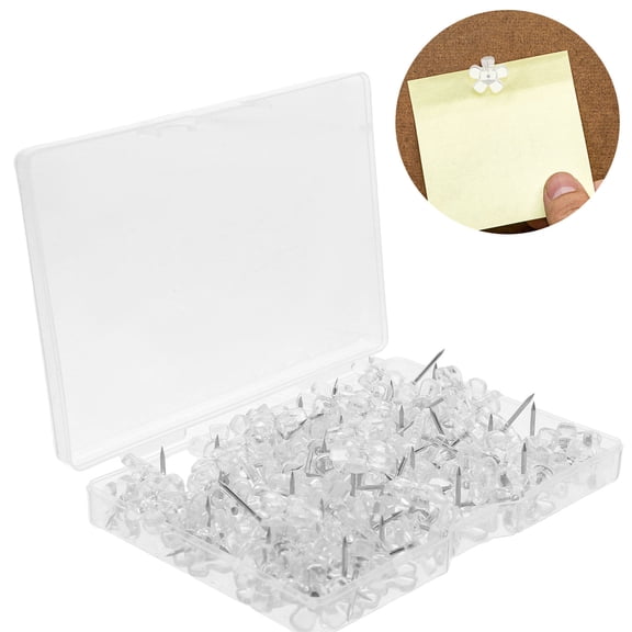 FOMIYES 100Pcs Clear Map Push Pins Solid Plastic and Iron for Bulletin and Message Boards