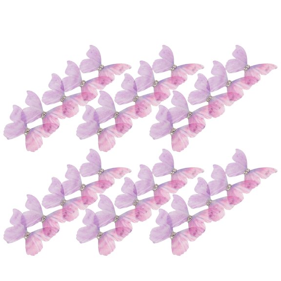 FOMIYES 100Pcs Double Layer Tulle Purple Butterfly Hair Accessories for Womens Cosplay and Decoration